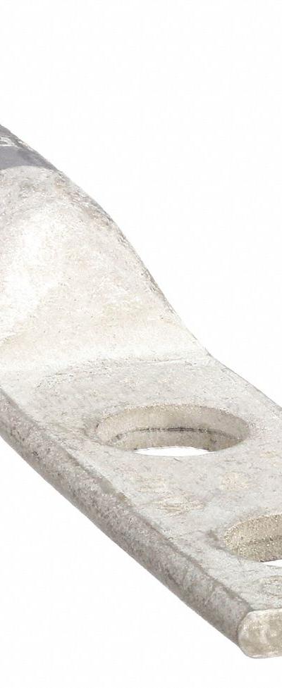 BURNDY Compression Lug: For 4 AWG, Stranded Wire, 1/4 in Stud Size, Std, Copper Barrel - Two-Hole Compression Lugs