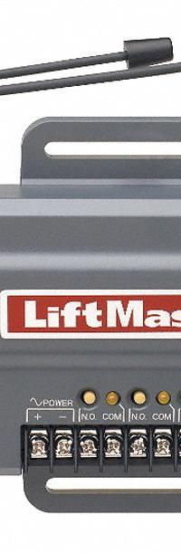 LIFTMASTER Universal Garage Door Receiver: For Use With Control Keypads, 3 in Overall Ht, Gray, Gray (MPN 850LM). Key specifications — attr193630: LIFTMASTER; attr982335: Internal Antenna; attr982316: Gray; attr982338: Control Keypads; attr982331: Polycarbonate; attr1022512: Keypad Receiver.