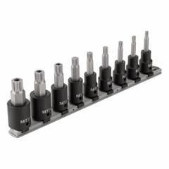 TEKTON Impact Bit Socket Set: Metric, 1/2 in Drive Size, 9 Pieces, Fixed Insert (MPN SIB92103). Key specifications — attr1204730: Fixed Insert; attr1228046: 1/2 in; attr1204738: TEKTON; attr1225719: MT14 to MT18 (Tamper-Resistant Triple Square).