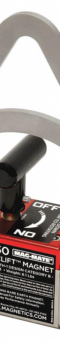 MAG-MATE Lifting Magnet: 150 lb Max Load Capacity, 150 lb Max Flat Load Capacity, On/Off Handle (MPN DL0150). Key specifications — Brand: MAG-MATE; Manufacturer Part Number: DL0150.