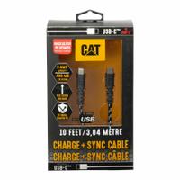 CAT USB Cable: Type C End 1, Type C End 2, Black/Silver, 10 ft Lg, 2.0 USB Specification (MPN CAT-USBC-USBC). Key specifications — End 1 Connection Type: Type C; Color: Black; Brand: CAT; End 2 Connection Type: Type C.
