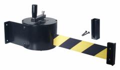 RETRACTA-BELT Wall Mounted Retractable Belt Barrier: Screws, 50 ft Belt Lg, Pattern, Black/Yellow (MPN WM5000-BYD-HDRE). Key specifications — Frame Color: Black; Brand: RETRACTA-BELT; Belt Color: Black/Yellow.