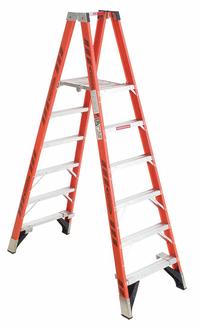 WERNER Twin Platform Stepladder: 6 ft Ladder Size, Fiberglass, 300 lb Load Capacity, 42 lb Wt (MPN PT7406). Key specifications — Brand: WERNER; Included Features: Guard Rail.