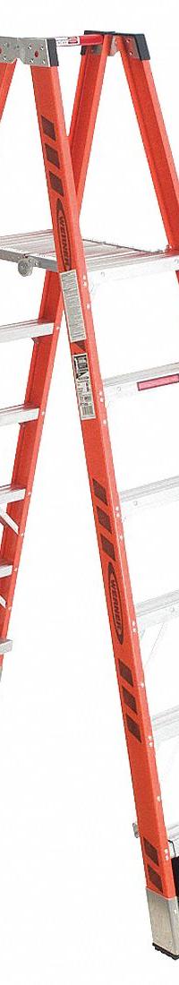 WERNER Twin Platform Stepladder: 6 ft Ladder Size, Fiberglass, 300 lb Load Capacity, 42 lb Wt (MPN PT7406). Key specifications — Brand: WERNER; Included Features: Guard Rail.