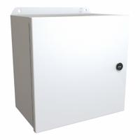 HAMMOND Electrical Enclosure: Steel, 10 in x 10 in x 6 in, NEMA 12/13/3R/4, w/Panel, Solid Cover (MPN EJ10106LG). Key specifications — Closure Method: Latches; Brand: HAMMOND; Knockouts: Not Included.