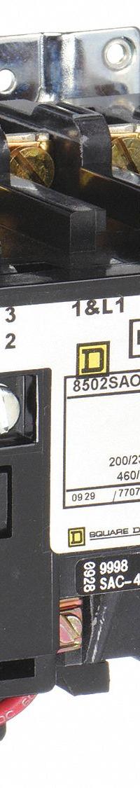 SQUARE D NEMA Magnetic Contactor: Non-Reversing, 3 Poles, NEMA Size 00, 9 A, 120V AC (MPN 8502SAO12V02S). Key specifications — Brand: SQUARE D.