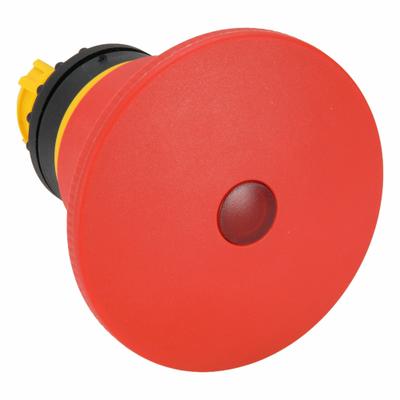 EATON Mushroom Head Push Button: Red, 60 mm Mounting Size, Non-Metallic - Illuminated Mushroom-Head Push-Button Operators
