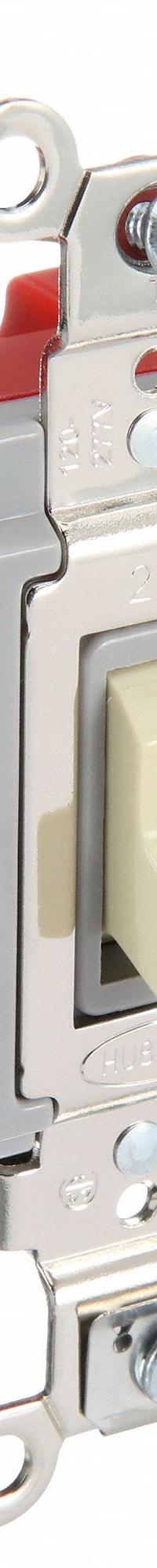 HUBBELL Wall Switch: Toggle Switch, 4-Way, Maintained, Ivory, 120/277V AC, 20 A (MPN HBL1224I). Key specifications — Illuminated: No; Voltage Rating: 120/277V AC.