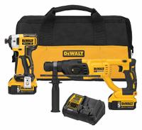 DEWALT Cordless Tool Combination Kit: 2 Tools, Impact Driver/Rotary Hammer, 20 V DC Volt, 20V MAX* (MPN DCK233P2). Key specifications — attr1176460: Impact Driver.