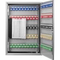 Key Box: 300 Key Capacity, Single Key Lock, Steel, Gray, 21 1/2 in Ht, 14 3/4 in Wd, 8 in Dp (MPN CB13238). Key specifications — Brand: BARSKA; Finish: Matte; Includes Key Tags: Includes Key Tags; Includes Mounting Hardware: Mounting Hardware Included; Color: Gray; Mounting Location: Wall; Material: Steel.