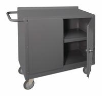 DURHAM MFG Mobile Cabinet Workbench: 48 in x 18 in, Steel, 1,200 lb Overall Load Capacity, Gray (MPN 2220-95). Key specifications — Included Components: Handle on Side; Assembly: Fully Assembled; Brand: DURHAM MFG.