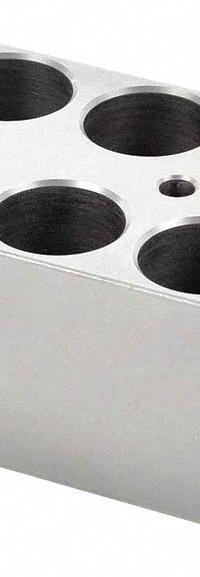 OHAUS Modular Block: Anodized Aluminum, 1 7/8 in Overall Wd, 2 3/4 in Overall Lg, 6 Wells (MPN 30400155). Key specifications — Product Type: Dry Bath Block; Includes Thermometer Well: Yes; Material: Anodized Aluminum; Brand: OHAUS.