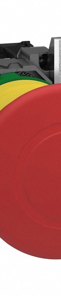 SCHNEIDER Emergency Stop Push Button: Non-Illuminated, Mushroom Head Profile, Non-Metallic, 22 mm (MPN XB5AT845). Key specifications — Brand: SCHNEIDER; Action: Maintained; Series: XB5; Push Button Material Type: Non-Metallic.