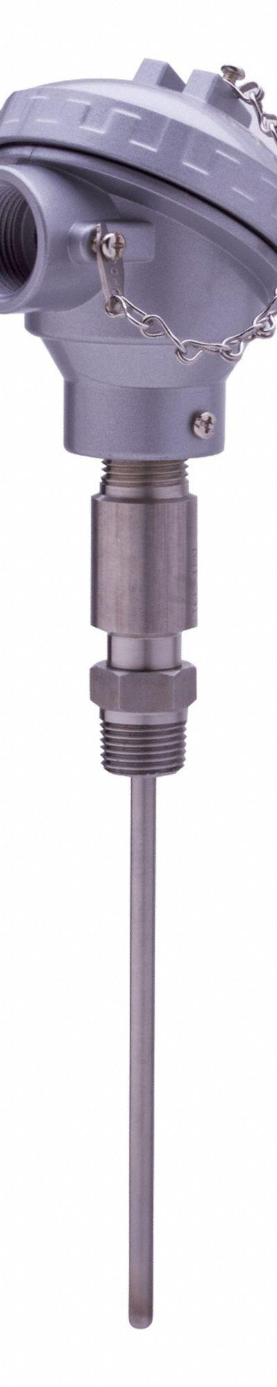 TEL-TRU RTD: -60°F to 500°F, +/- 0.06% Accuracy, 2.5 in Probe Lg - Threaded RTDs with Conduit Connection