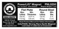 MAG-MATE Replacement Capacity Sticker: 900256, Below-the-Hook Lifting Magnets. Key specifications — Brand: MAG-MATE; Manufacturer Part Number: 900256; Product Type: Capacity Sticker.