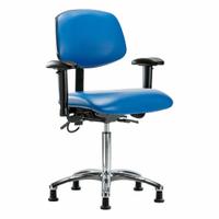 ESD Task Chair: Vinyl, Arms Included, Ht Range 21 1/2 in to 29 in, 18 1/2 in Seat Wd, 17 in Seat Dp (MPN BR-ESD-VMBCH-CR-T0-A1-NF-EG-ESDBLU). Key specifications — Foot Support: No; Back Tilt Backward: 13.5°; Back Tilt Forward: 10.5°; Base Material: Aluminum; Brand: APPROVED VENDOR; Product Type: ESD Task Chair; ESD-Safe: ESD-Safe.
