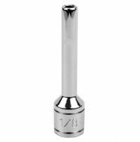 SK PROFESSIONAL TOOLS Socket: SAE, 1/4 in Drive Size, 1/8 in Socket Size, 6-Point, Deep, Chrome (MPN 41904). Key specifications — attr1204417: SK PROFESSIONAL TOOLS; attr1204392: Chrome.