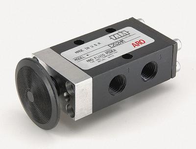 ARO Manual Air Control Valve: E, Three-Way / Two-Position, Button, Black - ARO E Series Manual Air Control Valves