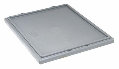 QUANTUM STORAGE SYSTEMS Lid: 20 7/8 in x 18 1/4 in, Gray, FDA Compliant, 8DA66/9R940 - Lids for Standard Stacking & Nesting Totes