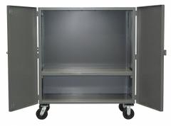 JAMCO Security Cart: 3,000 lb, 48 in L x 36 in W Self, 54 in L x 40 in W x 57 in H Overall Dim, Gray (MPN VZ448P600GP). Key specifications — Shelf Type: Adjustable; Caster Brake Type: No Brake Included; Brand: JAMCO; Caster/Wheel Configuration: (2) Swivel; Shelves Included: 2.