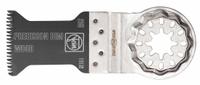 FEIN Oscillating Tool Blade: 1 3/8 in Blade Wd, 3 13/16 in Overall Lg, Precision Cutting, Bi-Metal (MPN 63502205260). Key specifications — attr1097473: Wood; attr1097476: FEIN; attr1097456: Precision Cutting.