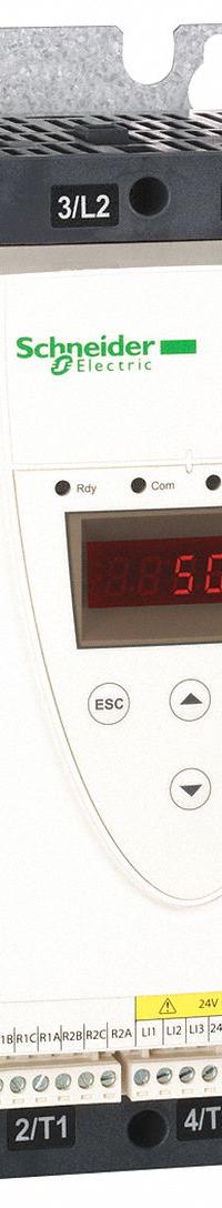 SCHNEIDER Soft Start: 230-600V AC, 47 A Output Current, With Bypass, IP00, 60/50 Hz, Three Phase (MPN ATS22D47S6). Key specifications — attr1380771: 230V AC; attr1380759: ATS22D47S6.