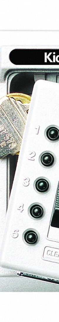KIDDE Lock Box: Mechanical Combo Lock, 5 Key Capacity, 4 1/8 in Outside Ht, 2 1/2 in Outside Wd (MPN 1408). Key specifications — Finish: Powder Coated; Brand: KIDDE; Color: White; Material: Metal; Lock Style: Mechanical Combination.