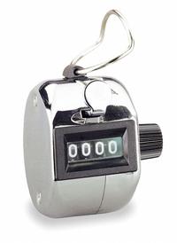 DAYTON Mechanical Tally Counter: Top Coming (TC), Handheld Mounting, Silver, White, LCD, 4 Digits (MPN 6X164). Key specifications — attr1048545: 6X164; attr1048549: DAYTON; attr1048546: Silver; attr1048550: LCD; attr1048554: White; attr1048558: Counter May be Handheld or Mounted; attr1048565: Handheld; attr1048567: Mechanical.