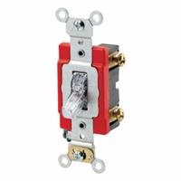 LEVITON Wall Switch: Toggle Switch, Single Pole, Maintained, Clear, 120V AC, 20 A (MPN 1221-PLC). Key specifications — Illuminated: No.