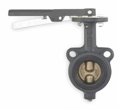 MILWAUKEE VALVE Butterfly Valve: 3 in Pipe Size, Concentric, 200 psi Max. Pressure (CWP), Wafer, FKM (MPN MW222V 3). Key specifications — Brand: MILWAUKEE VALVE; Handle Type: Lever; Disc Material: Ductile Iron.