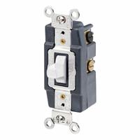 LEVITON Wall Switch: Toggle Switch, Double Pole/Double Throw, Maintained, White, 120/277V AC, 30 A (MPN 1288-W). Key specifications — Illuminated: No; Voltage Rating: 120/277V AC.