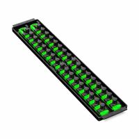 ERNST MANUFACTURING Socket Organizer: Green, 3 5/8 in Overall Wd, 34 Posts/Slots, Sockets (MPN 8487). Key specifications — attr1125333: (192) I.D. Stickers; attr1125346: ERNST MANUFACTURING; attr1125347: Green; attr1136588: Sockets; attr1125364: Socket Bit Tray.