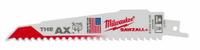 MILWAUKEE Reciprocating Saw Blade: 5/8 Teeth per Inch, 6 in Blade Lg, 0.06 in Blade Thick, 25 PK (MPN 48-00-8021). Key specifications — attr1109198: 5/8; attr1109200: Rigid for Straight Cuts; attr1109201: Straight; attr1109209: MILWAUKEE.