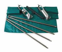 AMS Soil Auger Kit: 5/8 in Connection Size, 2 1/4 in Overall Dia, 3 ft Overall Lg, Threaded, Steel (MPN 209.74). Key specifications — Connection Type: Threaded; Brand: AMS; Product Type: Soil Auger Kit; Includes: (4) 3 ft Stainless Steel Extension, 5/8 in Thread; Handle Material: Steel; Handle Included: Handle Included.