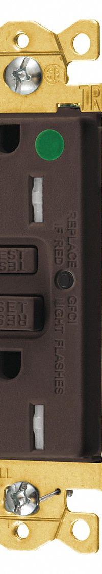 HUBBELL GFCI Receptacle: Hospital Grade, Duplex, 5-15R, Brown, GFCI, 125V AC, 15 A, 2 Pole / 3 Wire (MPN GFTWRST82IG)