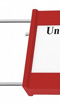 UNIVERSEAL Padlock Seals: Red, Plastic, 100 lb Breaking Strength, 1 3/16 in Hasp Lg, 50 PK (MPN UPAD-PC RED50). Key specifications — Brand: UNIVERSEAL; Marking Color: Black; Marking Included: Numbers; Marking Message: Sealed; Marking Numbering: Sequential; Lock Material: Plastic.