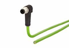 METZ CONNECT M12 Cable: Cat5/PROFINET, M12 Plug Male Right Angle x Bare Wire, 2 m Lg, PUR, Green, D (MPN 142M1D90020). Key specifications — Brand: METZ CONNECT; Cable Jacket Color: Green; End 1 Coding: D; End 2 Coding: D; IP Rating: IPX8; Performance Category: Cat5; PROFINET.