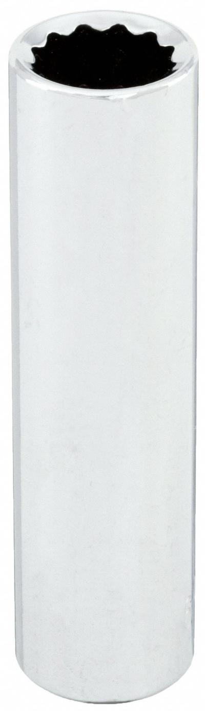 WESTWARD Socket: Metric, 3/8 in Drive Size, 13 mm Socket Size, 12-Point, Deep, Chrome - 3/8" Drive Hand Sockets