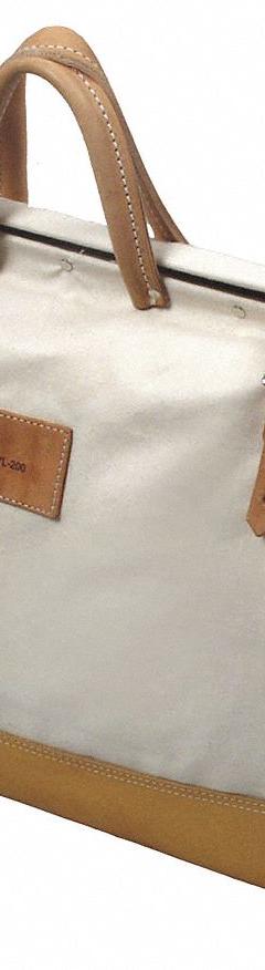 KRAFT TOOL Tool Bag: 20 in W x 6 1/2 in D x 14 in H, Brown/White, Canvas, 1 Pockets, Canvas (MPN WL200). Key specifications — Color: Brown; Brand: KRAFT TOOL; Material: Canvas.