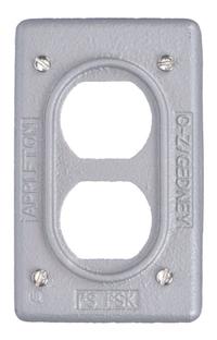 APPLETON ELECTRIC Weatherproof Cover: Malleable Iron, FD/FS, Duplex Receptacles, 1 Gangs, Gray (MPN FSK-1DR-C). Key specifications — Brand: APPLETON ELECTRIC; Color: Gray; Compatible with Product Type: Duplex Receptacles; Compatible with Series: FS; Mounting Orientation: Horizontal or Vertical.