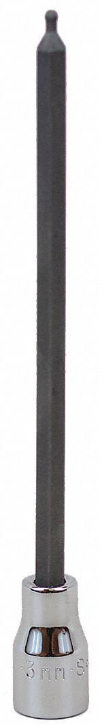 SK PROFESSIONAL TOOLS Socket Bit: 3/8 in Drive Size, Ball Hex Tip, 3 mm Tip Size, 7 in Overall Lg (MPN 45963). Key specifications — attr1204765: Replaceable Insert; attr1204767: SK PROFESSIONAL TOOLS.
