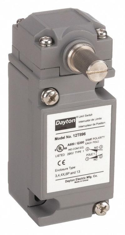 Dayton Limit Switch: Roller Lever, Non-Metallic, No Actuator Included, Screw Terminals - Rotary-Motion Limit Switches without Levers