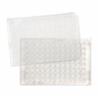 CAPLUGS 96-Well Microplates with Lids: Sterile, 96 Wells, 0.35 mL, 85 mm Dia, C-Shaped, Polystyrene (MPN 222803301CE1). Key specifications — Brand: CAPLUGS; Body Color: Natural; RNase/DNase Free: No; Well Shape: C-Shaped; Material: Polystyrene.