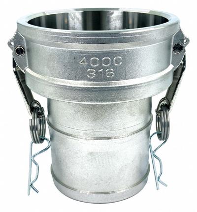 APPROVED VENDOR Cam and Groove Coupling: 4 in Coupling Size, 100 psi Max. Working Pressure @ 70 F - Type C Stainless Steel Cam & Groove Fittings