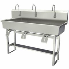 SANI-LAV Wash Station: 45 in Overall Ht, 57 in Bowl Lg, 8 in Bowl Dp, 2 gpm Flow Rate, 16 ga (MPN 56FK2). Key specifications — Includes Side Splash: Side Splash Not Included; Brand: SANI-LAV.