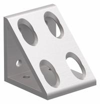 Inside Corner Bracket: Gusseted Inside-Corner Bracket, 15 Series, 3 in x 2 13/16 in x 3 in, 8 Holes (MPN 4338). Key specifications — Material: Aluminum; Brand: 80/20; Finish: Anodized.