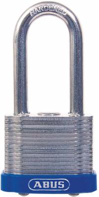 ABUS Padlock: Steel, Unfinished, Silver, Long Shackle, Steel, 1 31/32 in Vert Clearance (MPN 41HB/50 MK KD). Key specifications — attr1312298: ABUS 41 Eterna; attr1312306: 195; attr1312342: Yes; attr1312346: ABUS.