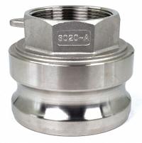 Cam and Groove Adapter: 3 in Coupling Size, 2 in-11-1/2 Thread Size, 3 1/64 in Overall Lg, FNPT (MPN PLE88). Key specifications — Thread Size: 2 in-11-1/2; Fitting Type: FNPT; Includes Locking Arm: No; Body Material: 316 Stainless Steel; Brand: APPROVED VENDOR.