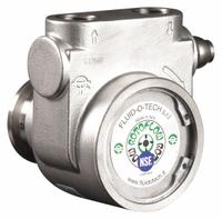 FLUID-O-TECH Rotary Vane Pump: Magnetic Drive, Stainless Steel Body, 1/2" NPT, 260 gph Max. Flow (MPN PA 911). Key specifications — Vane Material: Carbon; NSF 169 Listed: Yes; Relief Valve Type Included: Standard; Brand: FLUID-O-TECH; Strainer: Not Included; Ports: 1/2" NPT; Relief Valve Type: Standard.