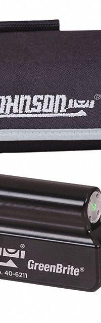 JOHNSON LEVEL Sheave Alignment Laser: 150 ft, ±1/16 in @ 10 ft, Vertical Projection, Manual Leveling (MPN 40-6211). Key specifications — attr1181427: JOHNSON LEVEL; attr1181437: Manual Leveling.
